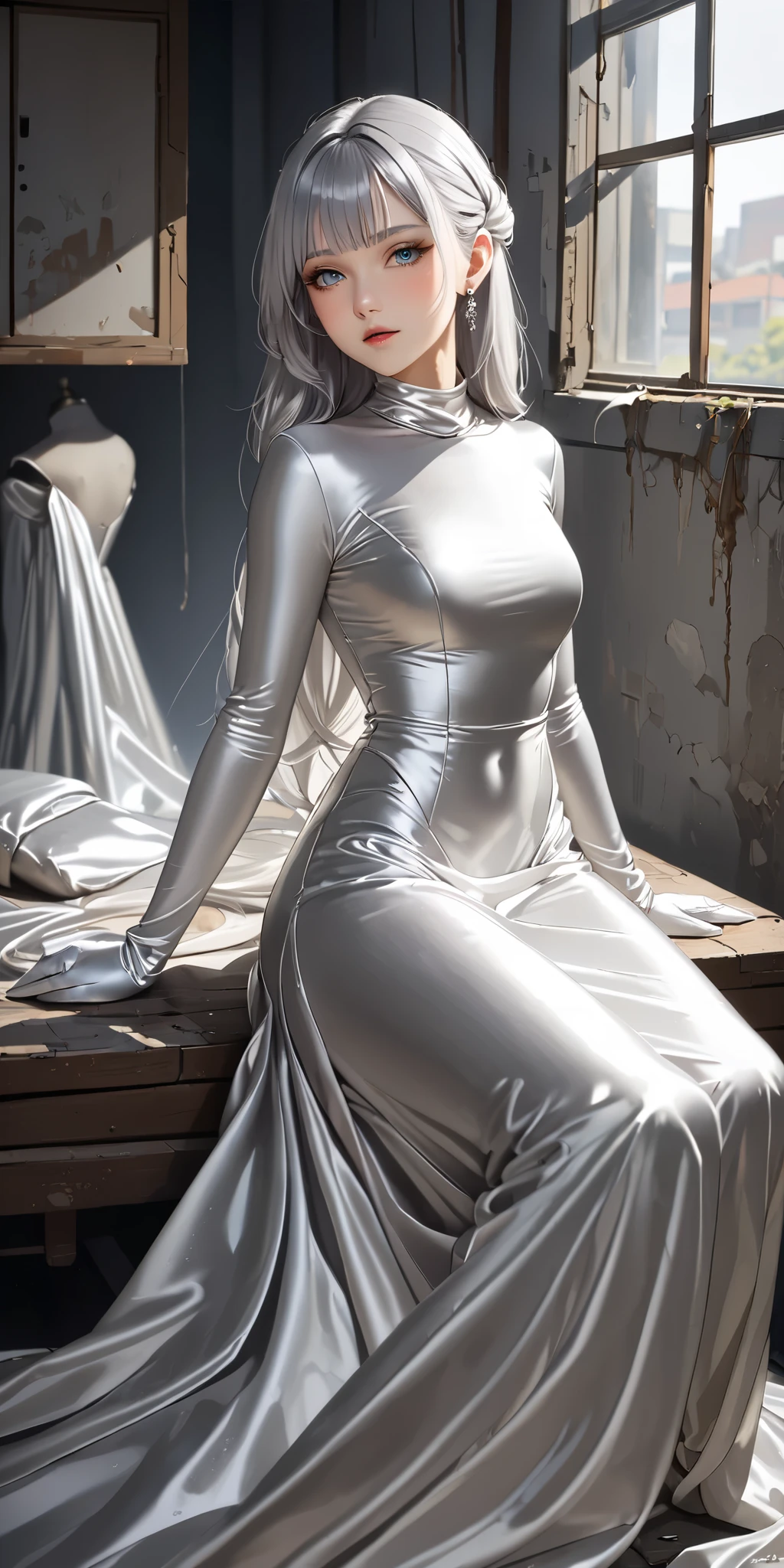 Photorealistic, high resolution, 1woman, Solo, view the viewer, (Detailed face), Long wavy blonde hair, white simple nightgown,adult,zelda,(see-through:0.6),cute,25 years old,laying on bed, (from above),blonde,(large eyes),(smiling:0.7)(shy:0.9)(large eyes:0.3)(blushing:1.2)(full body),dakimakura