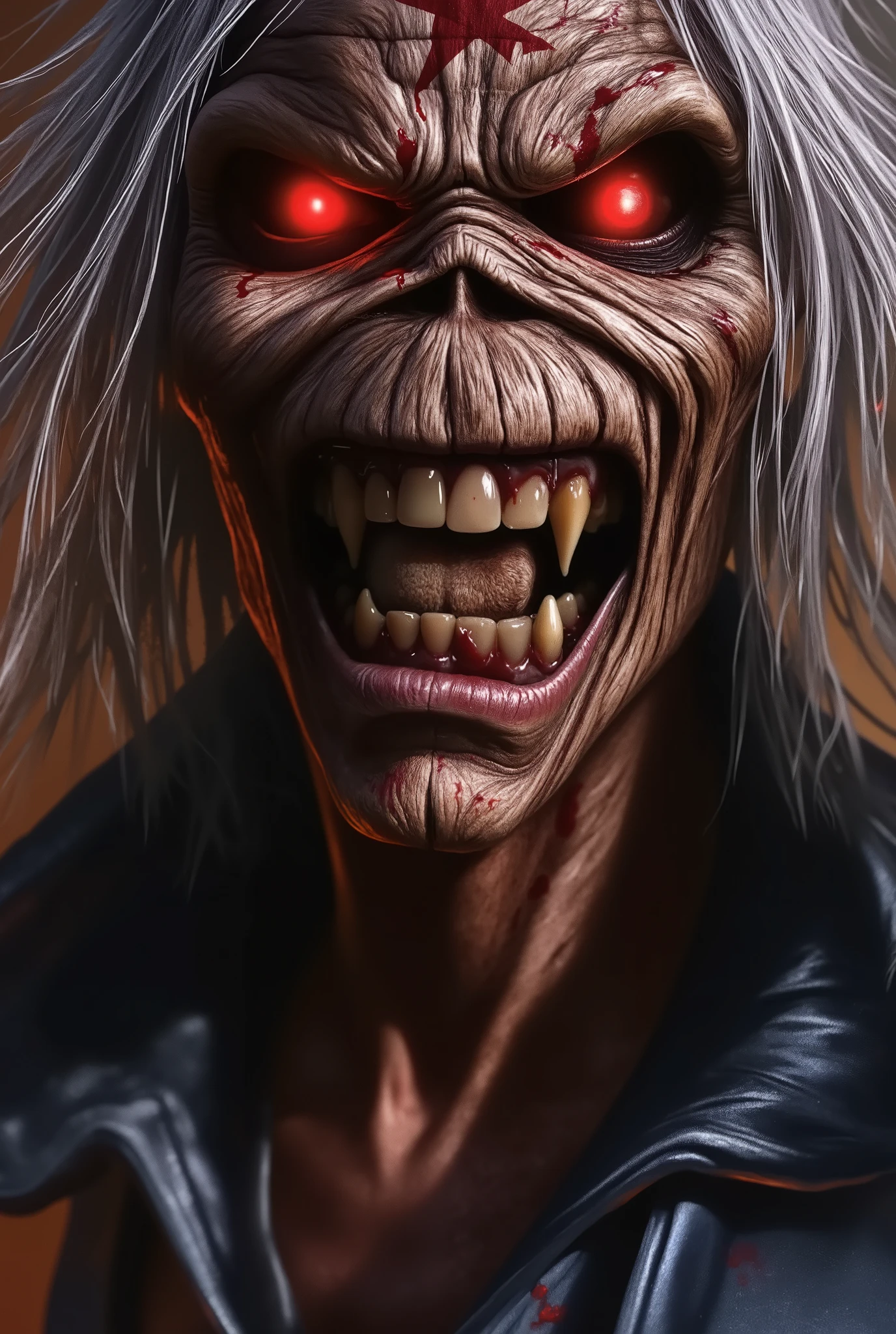 Close-up face , Eddie in dynamic zombie pose ((wearing múmia costume )), múmia clothes, raiva, (((playing guitar))), Estilo Iron Maiden, Eddie do Iron Maiden. foto crua de alta qualidade, excellent composition (cinematic lighting, cinematic colors, texto, obra de arte, alto detalhe, melhor qualidade, fotorrealismo, Ultrarrealismo, 8K HDR: 1.2), abstract galaxy and thunder background.