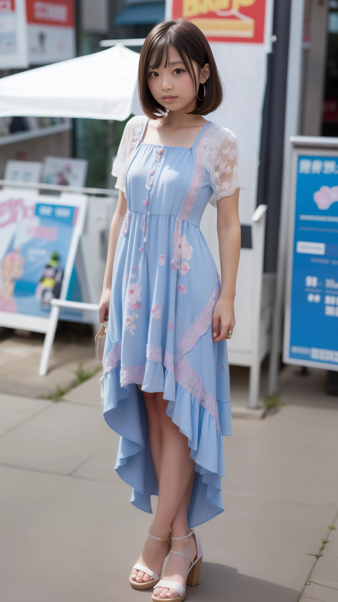 ((Top Quality, 8k, Masterpiece: 1.3)), 1 Girl, Smile, ((Full Body: 1.3)), Innocent Pose, Slim Face, Pretty Woman, (Free Hair Color), Tunic of Free Color: 1.1, Tunic Above the Knee, Simple Pattern, Fashionable Footwear, Ultra Detailed Face, Fine Eyes, Double Eyelids, Blurred Background, Slim Face, City, Outside, Street