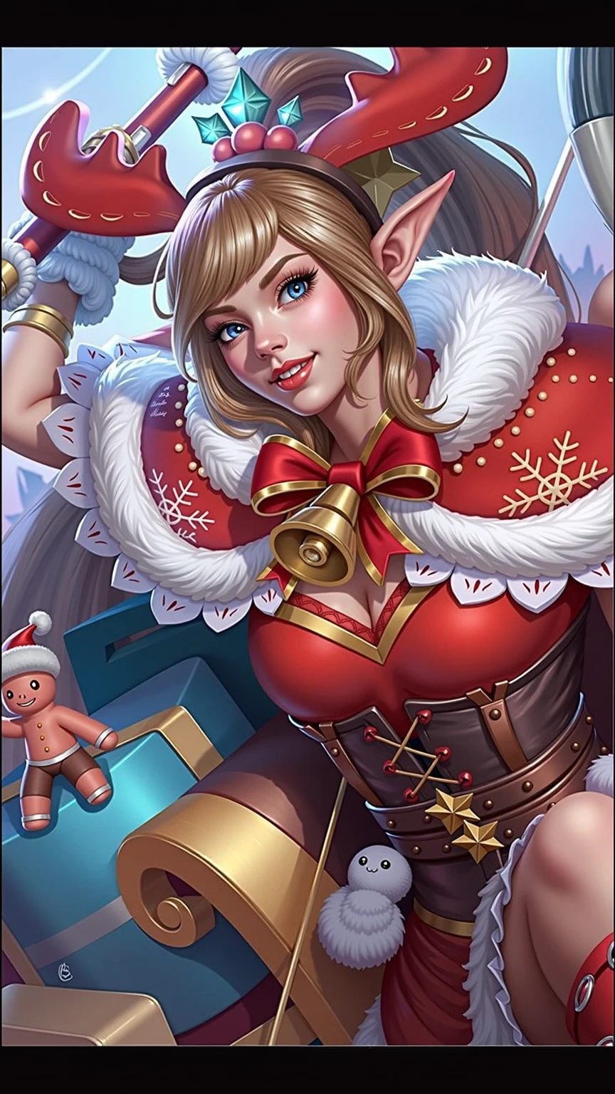 raging reindeer style, As Fie Claussell, Turn this into a thrilling, <lora:raging_reindeer_style_sd_1.5:1>