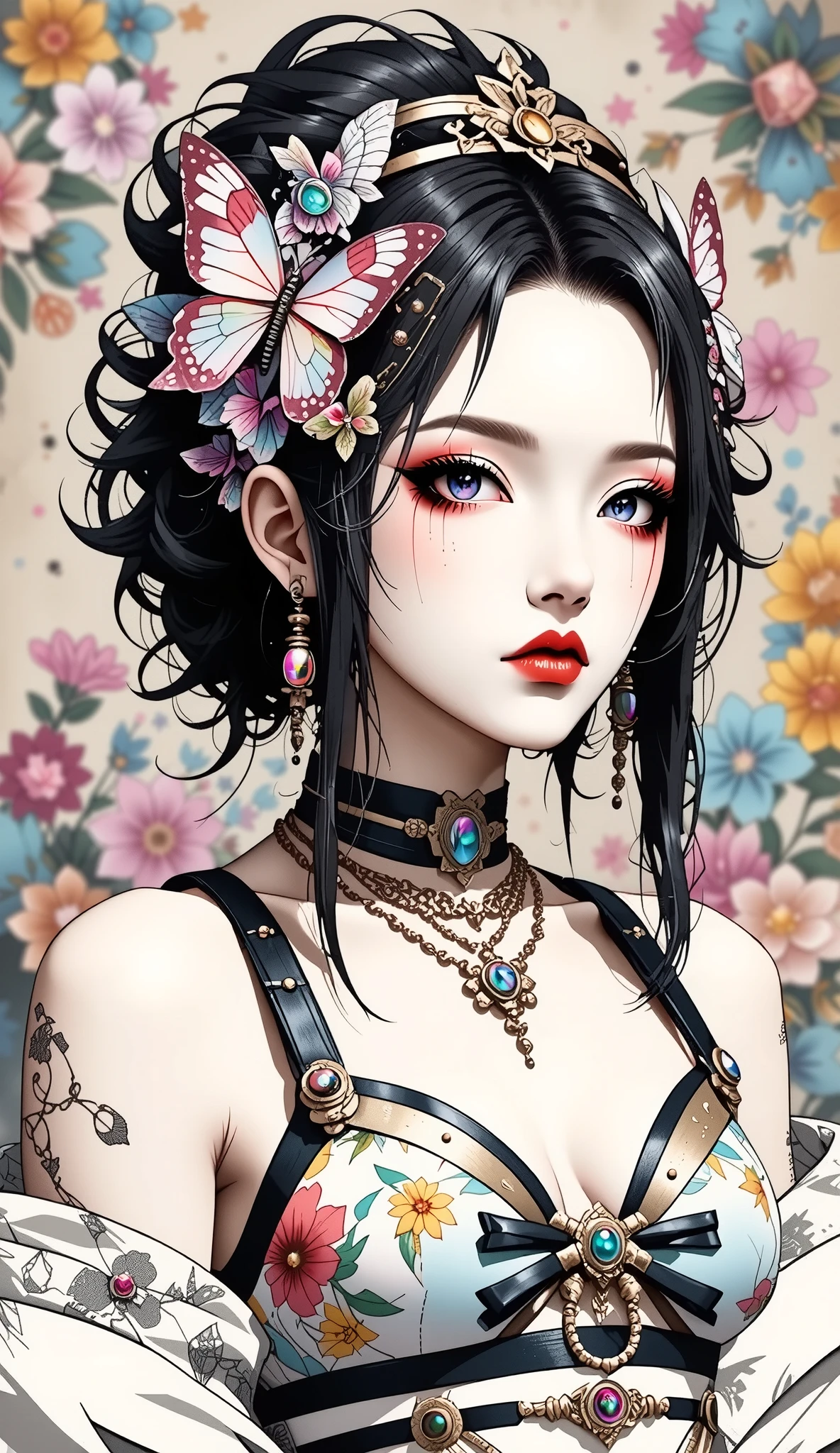 official art, unity 8k wallpaper, super detailed, beautiful and aesthetic, masterpiece, highest quality, (zentangle, mandala, tangle, entangle), (fractal art:1.3) , 1 girl, very detailed, dynamic angle, cowboy shot, the most beautiful form of chaos, elegant, brutal designer, Bright colors, romanticism, Written by James Jean, robbie dowi antono, Los Tran, francis bacon, Michael Mraz, Adrian&#39;s genius, Petra Cortright, Gerhard Richter, takato yamamoto, ashley wood, in the atmosphere, ecstasy of notes, Streaming notes are displayed,