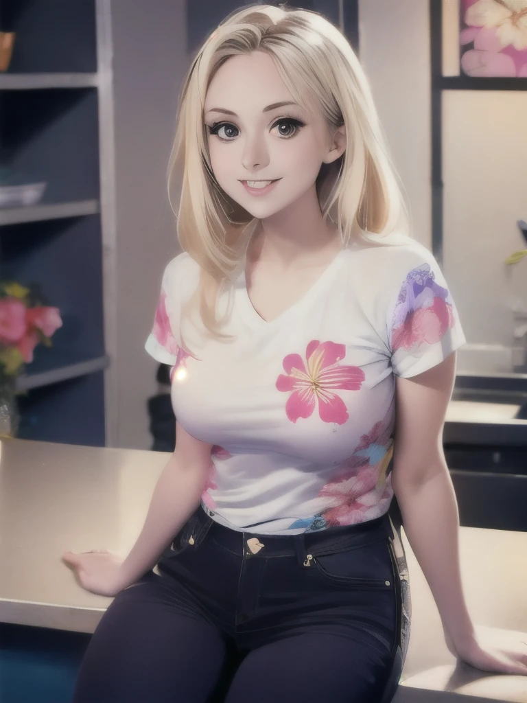 crop ripped t-shirt:1.1, (underboob:1.5), crop top, underboob, 1vgirl, adult, solo, upper body, looking at viewer, happy, seductive smile , short sleeves, big breats:1.5, (long blonde hair:1.5), inside, apartment
