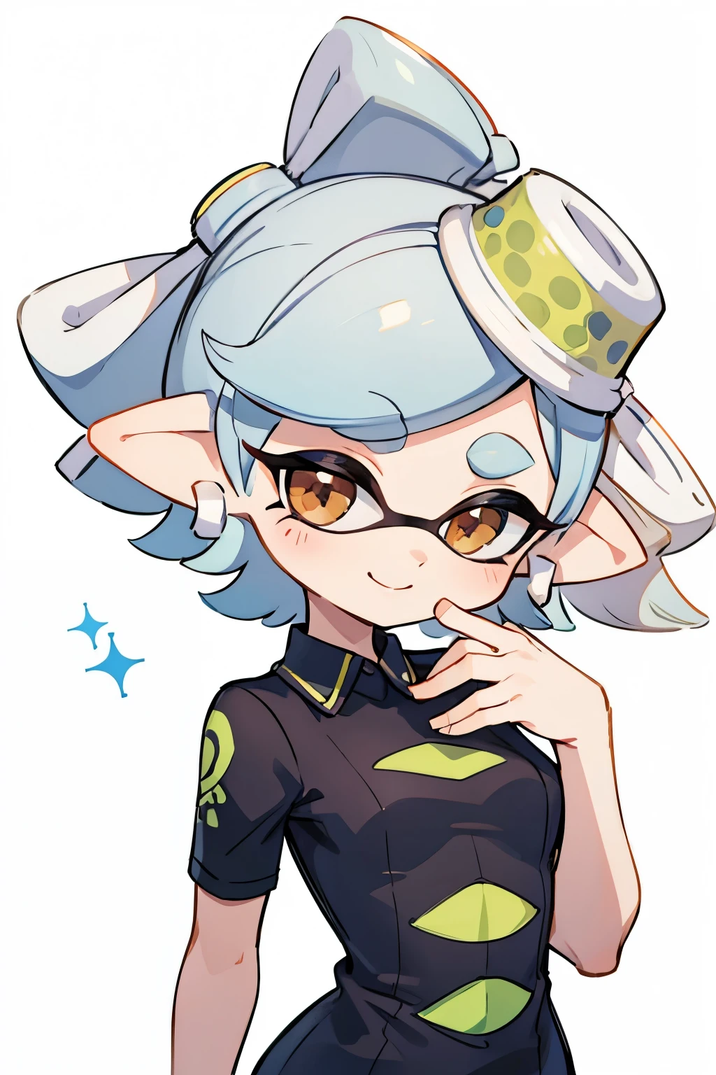 inkling hair , best quality , masterpiece, one girl with no background, smiles, closeup ,