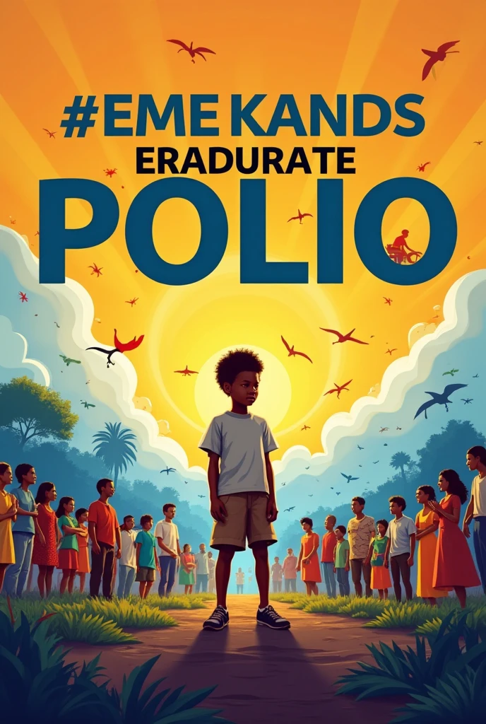 At the center, a black , Dressed simply, looking forward with a determined countenance. The child is in a setting that is reminiscent of an environment of disadvantaged communities, but with bright colors and optimism in the air. Above the child&#39;s head, a thought bubble shows the phrase in Portuguese &#39;it&#39;s the President&#39;s fault&#39;!'. No fundo, include subtle elements that symbolize success and progress, como livros, a small bright light or a path towards the horizon. The video title should be included in large, eye-catching letters., emphasizing the idea of inspiration and overcoming. Use a visual style that combines realism with a light dose of optimism and hope..
