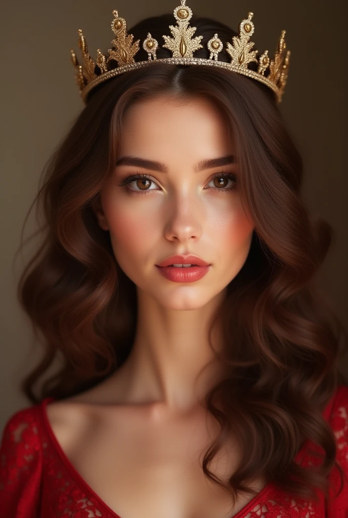 Woman with crown and red dress