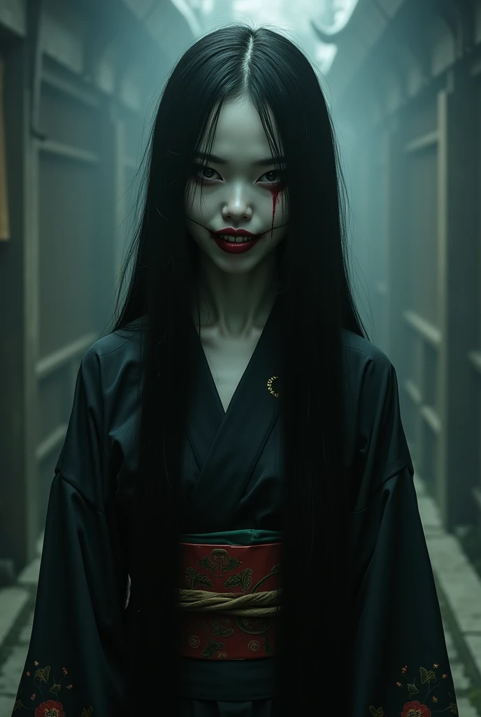 A breathtakingly photorealistic image of a Japanese yokai, resembling a Kawa no onna, in a horror setting. The ghostly woman has long, white hair and a gaunt, skeletal face, with hollow eyes and a haunting expression. She is dressed in tattered,
traditional clothing, sitting by a river under the eerie light of a full moon. The scene is captured with a Canon EOS R5 full-frame mirrorless camera equipped with a Zeiss Otus 85mm f/1.4 lens. Shot from eye level to emphasize her eerie presence and
intricate details. The setting is a dark, forested riverside with mist and shadows adding to the chilling atmosphere. The image is rendered in stunning 16K resolution, capturing hyperrealistic details of her decaying form, the flowing water, and the
surrounding foliage. Colors are dark and muted, with a cold, blue tint, meticulously graded in the ACES color space for a cinematic and haunting tonality. The composition is meticulously crafted to eliminate any imperfections or distractions, ensuring a
flawless, spine-chilling image that pushes the boundaries of photorealism.--ar 9:16--v 6.0--q 2--s 100