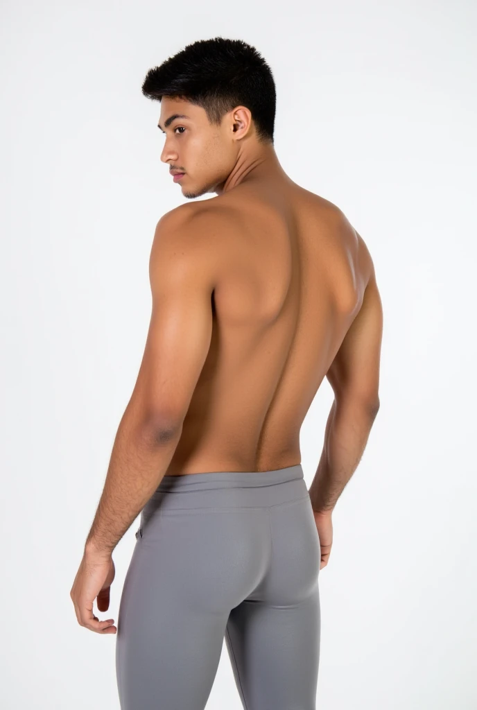 Filipino man, wearing white underwear, big lump, full body shot, shirtless, young, (20 years)