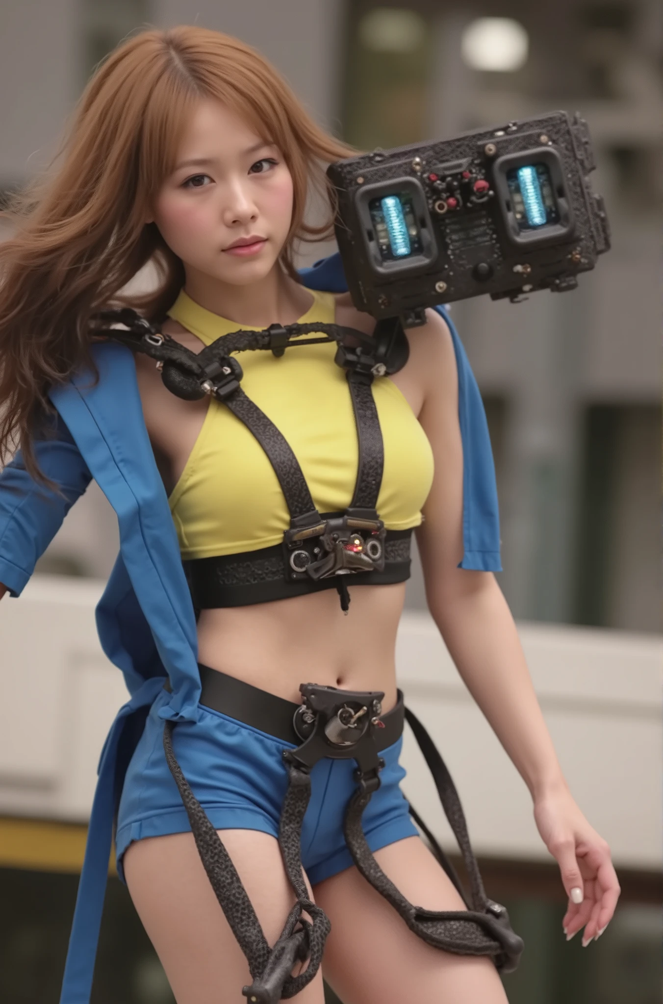 Top Quality, Masterpiece, Ultra High Resolution, ((Photorealistic: 1.4), Raw Photo, 1 cyberpunk android Girl, ((portrait)), Glossy Skin, (Ultra Realistic Details)), transparent plastic covering mechanical limbs, tubes connected to the mechanical parts, mechanical vertebrae attached to the spine, mechanical cervical attachment to the neck, wires and cables connecting to the head, Evangelion, ((Ghost in the Shell)), small glowing LED lamps, global lighting, deep shadows, Octane Rendering, 8K, Ultra Sharp, Metal, Intricate Ornament Details, baroque details, Very intricate details, realistic light, CGSoation trend, facing the camera, neon details, (android manufactory in background), art by H.R. Giger and Alphonse Mucha.