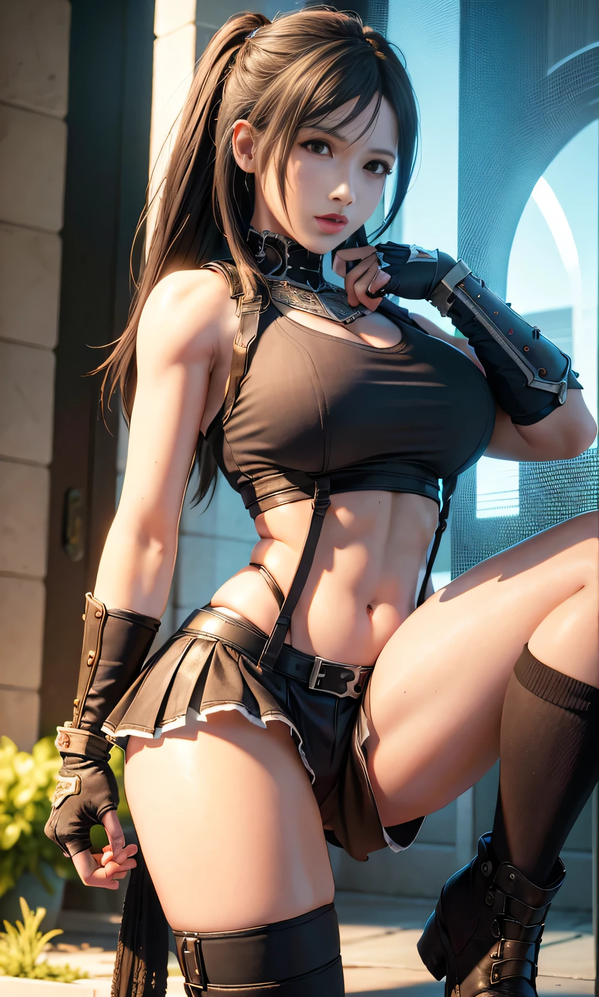 (Highest quality, 4K, masterpiece: 1.1), (Realistic: 1.3), break (((FF7,Tifa_rockhart))),(Arms tied:1.3), (Foot binding:1.3),( Field, bondage:1.3),(shibari :1.5),(rock:1.3),(Dark Room, A nearly unlit torture chamber:1.3),(Spread your legs:1.3),(Spread your legs:1.3), fear, rock骨, Between the legs,rock, Strap Off), break (((FF7,Tifa_rockhart))),(Light brown hair, Large Breasts: 1.2),tears, (wearing a Tifa_rockhart uniform:1.3, suspenders, Low rise, mini skirt, Tank top),Dressed, break (((FF7,Tifa_rockhart))), break (No bra) (No pants) (Small beautiful hard nipples), Dressed, Wet Hair, Around 18 years old,Sensual, break ((stringy viscous liquid)),Severe pain:1.3 ,Intense cry:1.3,Painful expression:1.3,(throw:1.3),(((Losing virginity)))