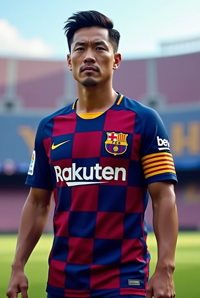 Wearing a Barcelona jersey on a cow and must show cow body