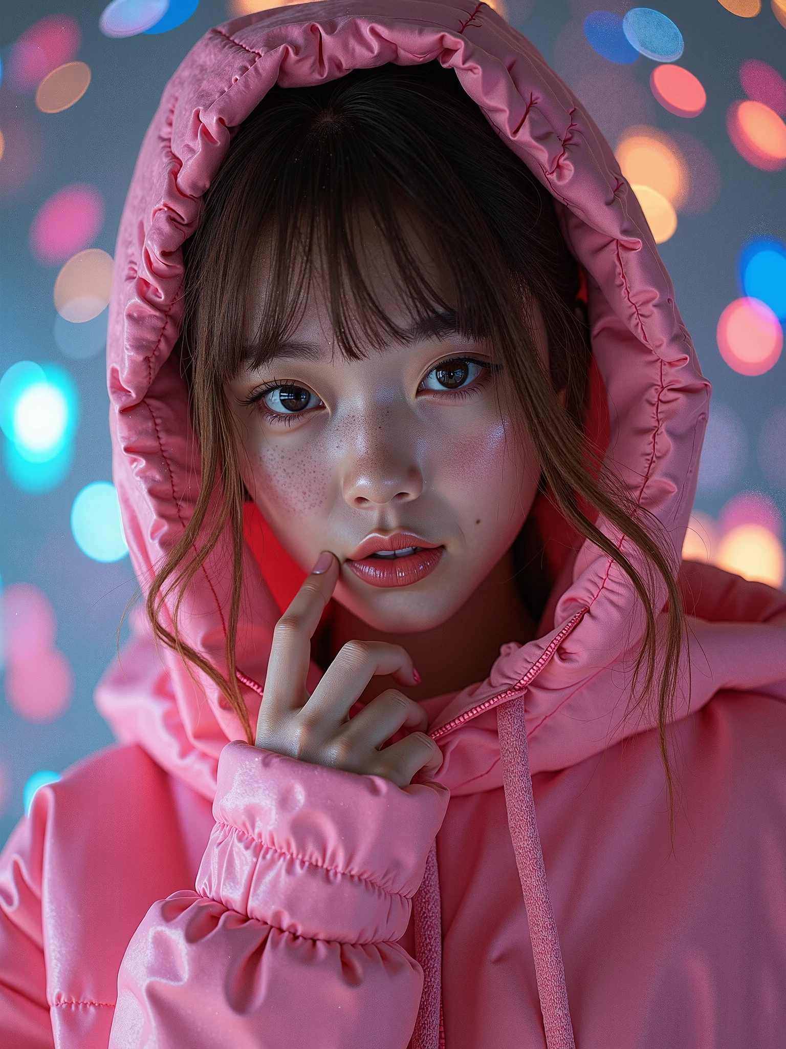 NSFW, (Girl in ((Yellow)) Pikachu hood), (naked hoodie, hood loosely open) . masterpiece 8K best quality, (RAW PhotoRealistic HyperRealism:1.37) Ultra-detailed, (Acutance:0.85), VolumetricLighting, (Studio) gray background with (Blurred colorful Lights dazzling bokeH:1.28), { (Overflowing Gigantic Cleavage;1.2) | (Golden ray illuminating face) | (Photon Particles:0.95) } . BREAK . (((Extremely detailed KAWAII face))), perfect anatomy, Childish, CaptivatingGaze, Elaborate detailed Eyes with (Sparkling Highlights:1.28), Beautifull Pupils, (Voluminous Long Eyelashes:0.88)、Glossy Lips, Rosy Cheeks, (Flawless FineSkin, Radiant PearlSkin with Transparency) . { (joyful expressions:1.28) | (:d) }, (Large eyes:-1) . ((leaning forward with DownBlouse))