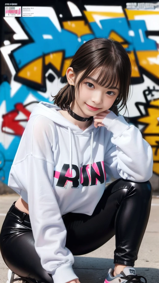 cute, girl, junior high school student, black hair, ponytail, school track suit, short sleeves, shorts, blush, smile, small bust, see-tits