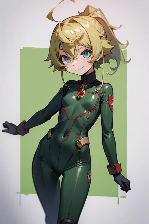 Ultra detailed , Sarah , short blonde hair, beret,   smile , flat chest,  sexy collant, green leotard  , long boots ,  body 