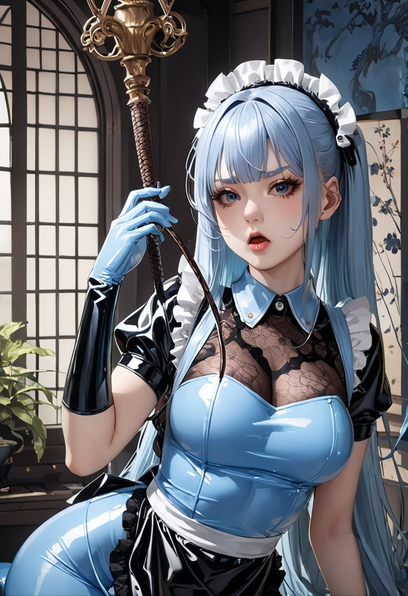 highest quality，Put your hands behind your back、Tie your hands behind your back、masterpiece，Ultra-high resolution, Very detailed, 8k，(Beautiful woman)，one person，40 years old, (Sailor Mercury), (Facial details, Bright Blue Eyes, Beautiful Face, Beautiful Eyes, Shining Eyes, thin lips, thin, sharp, thin眉毛, length, Black eyelashes, length and thick lower eyelashes, double eyelid), Fluffy blue hair, ((Blue sailor collar, Very tight and shiny uniform)), ((length white latex gloves,Beautiful female hand in white latex gloves)),Shiny Blue Latex Knee High Boots, Stiletto heels,Blue choker、Blue gloves on elbows, ((shiny blue skirt)), Blue Collar, golden tiara,Earrings)),Fine Gold Jewelry, skinny, Big Breasts, Perfect balance, Tight waist, Pores are visible, Beautiful, shiny dark blue hair, Perfect hands, Close fitting high gloss holographic leather,Octane Rendering, Crucifixion，cross，execution，incontinence，Scared，torture，slave，Put your hands behind your back、Trapped in a giant spider&#39;s web