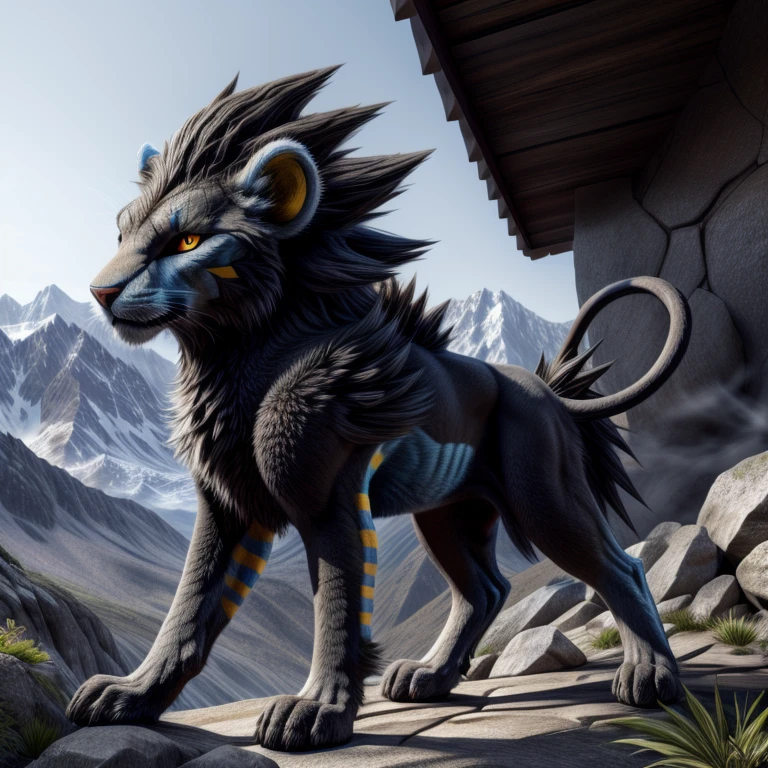 ((Solo)), male, anthro maine coon, (blackwhite-colored fur, White-black:1.3), ((cat face, dark hair, Big blue eyes, White eyelids, muscular:1.5) (Tough, Calm expression:1.2)), Abs, mesomorph, pinging)), (Correct anatomy), (muscular groin), (Contour bone:1.2), naked, (detailed body),one big tail，Feet，brown loincloth, (Realistic fur, Detailed fur texture, labeled:1.3)), (Natural lighting), Photorealistic, Hyperrealistic, ultradetailed, by Bonifasko, Ruan Jia,  ross tran, Kenket，aqua cave，No artificiality，erect through