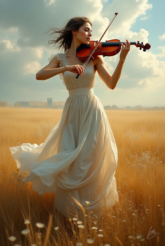 a woman wearing sharee, leaning slightly on the railing of the open balcony and looking outside, open black hair, hair flowing with air, side view, some green small trees
