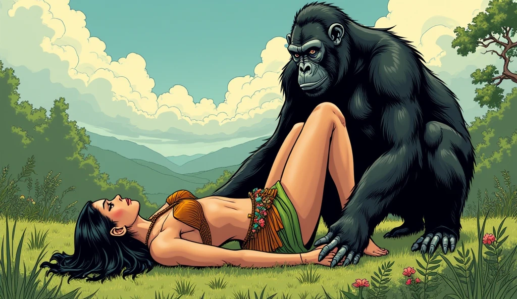 (masterpiece, best quality, high res), professional art, 4k, (complex beach with ocean background:1.35), rocks, trees, boulders, ocean, beach, sand, (purple makeup:1.1), yellow eyes hadow, detailed hair, detailed face, , (young female, 19 years old:1.1), medium Breasts, (fit body: 1.1), ((Solo, just 1 girl, 1girl)), muscular ebony skinned blake belladonna with large breasts and monkey tail, ((very dark-skinned belladonna:1.5)), belladonna with long black hair, cat ears, ((cat ears:1.5)), ((monkey tail:1.4)), female, bangs, (yellow eyes:1.3), saiyan, ((belladonna having monkey tail)), white jacket, black halterneck, wrist bands, black pants, dusky blake belladonna is sweaty, soft lineart, thick lineart, swarthy and muscular blake belladonna currently training as she attacks, close up, overhead