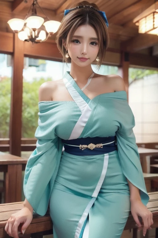 Woman posing for photo (kimono_clothes clothes, dress: 1.3), yellow-green kimono with a simple pattern, half-like face, beautiful shape, beautiful dark blue eyes, long wavy brown hair,
Good hands, high resolution, masterpiece, top quality, head: 1.3, (((Hasselblad photo)), fine skin, sharp focus, (movie lighting), collarbone, big breasts, slim abs, slim ass, slender legs, streets bustling with Japan festivals, sunny weather, dynamic angle, [:( detail face: 1.2): 0.2], wind, wearing white panties, panty shots, sitting on stone steps, Legs wide open