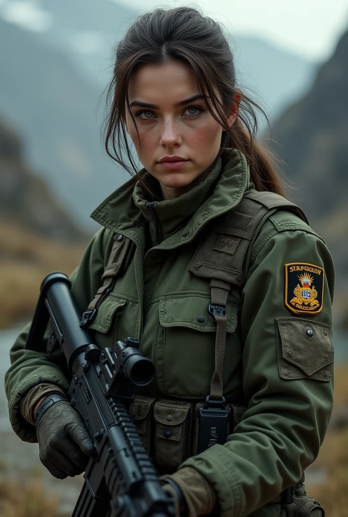 woman, wearing army camouflage uniform,cap,rifle,forest,camp,<lora:Army uniform By Stable yogi:0.8>,, <lora:GoodHands-beta2:1>,nice hands,perfect hand symmetrical face, symmetrical eyes, elegant, symmetrical eyes, symmetrical eyes, full body, by Stanley Artgerm Lau, WLOP, Rossdraws, James Jean, Andrei Riabovitchev, Marc Simonetti, Yoshitaka Amano, ArtStation, CGSociety, trending on artstation, Behance, Pixiv, HD, 8K, octane render, excellent composition, cinematic, dynamic dramatic pose, cinematic lighting