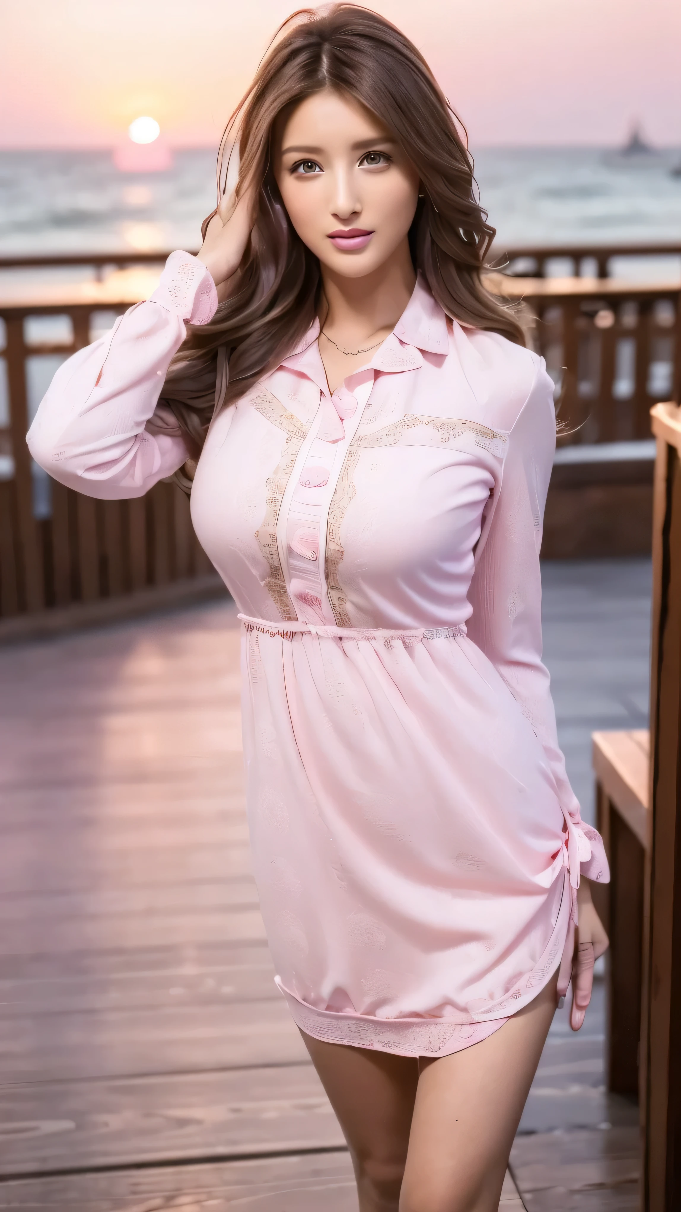 (  cowboy shootout 、top quAlity、8k、AwArd-winning works 、 super high definition  )、beAutiful womAn、(BlAck sweAter     , Sexy cleAvAge:1.1)、Perfect big breAsts、( blonde alone :1.1)、beAutiful skin thAt shines with bright,   Shiny Lipsticks 、A lot of people stAnd out with cleAr imAges 、bright color contActs、Perfect gAl mAkeup、Perfect for An AdorAble compAnion 、The sleeve is torn、(  DArk mAkeup for women:1.2)、(dArk brown beige Around the eyes  :1.1)、BeAutiful Bright Eye ShAdow 、dArk sexy mAkeup Around the eyes、(Big BreAsts:1.2)、super long wAvy hAir、(RomAntic Affection:1.1)、 AmAzing Adult sex AppeAl The best smile he hAs when he sees me、(there Are mAny people thAt AccentuAte body lines:1.1)、(Strongly blurred、:1.1)、( The imAge is cleAr 、jAcket :1.1)、 AccurAte AnAtomy、ltrA HD hAir、( super high definition の完璧な美しい歯:1.1)、UltrA HD beAutiful fAce、ultrA HD hAir、crystal clear bang 、UltrA HD Shining Eyes、Shining super high definition beautiful skin 、   super high definition  の艶やかな唇 HArry Winston necklAce 、((((((wearing intricately patterned pink shirt mini dress:1.3)),(full figure supermodel standing, entire body in frame:1.4),((run her fingers through her hair:1.5))))((sunset,Big House, Seaside restaurant background:1.5)) 
