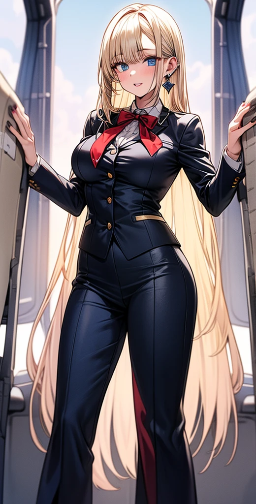 ((Massive, beautiful, buff, pale white skinned muscular asian woman with red hair, yellow eyes, black lipstick, ginormous bulky muscles)), ((close view)), ((((long sleeve military overcoat)))), ((long sleeve military overcoat)), necktie, blazer, ((((military officer uniform)))), (((waistcoat))), (((military officer uniform))), (((pencil skirt))), (((pencil skirt))), tie clip, pocket square, cloves, (pantyhose), high heels, (close view), (massive muscles), hyper muscles, long hair, in a military base,