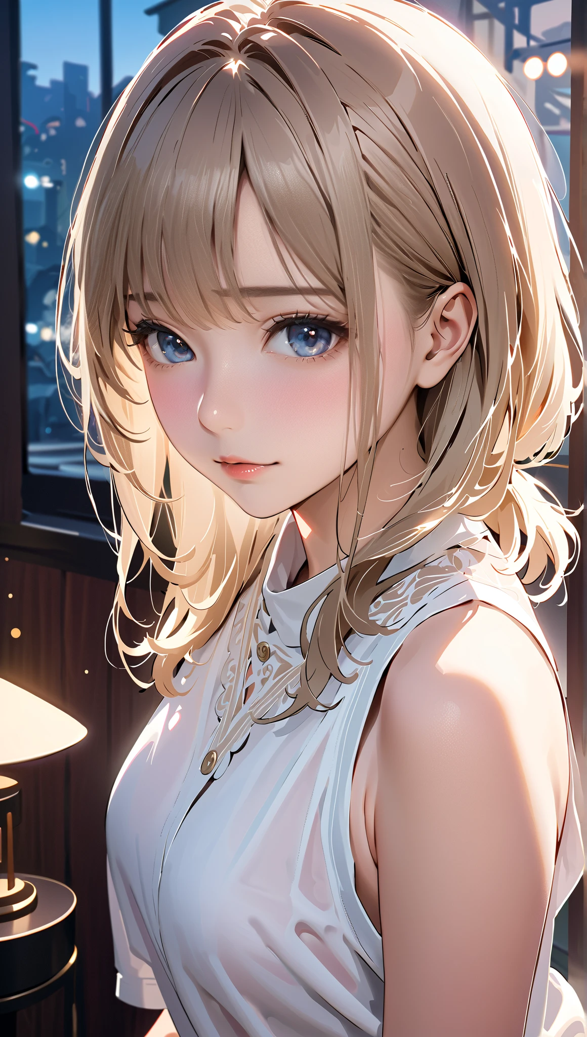 Beautiful woman singing in an Irish pub、She is leaning against a grand piano and singing in a sexy dress.、Short hair、A Ghibli-like touch, beautiful detailed eyes, beautiful detailed lips, extremely detailed eyes and face, long eyelashes, chiaroscuro lighting, dramatic lighting, warm color palette, high quality, 8k, photorealistic, masterpiece, cinematic, dramatic