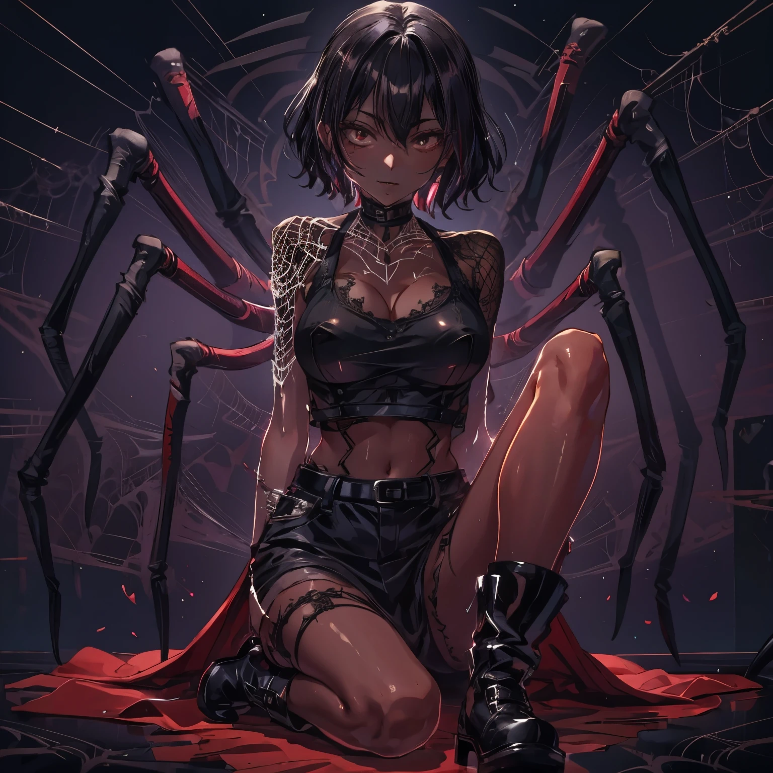 woman entangled in the spider's web, restrained, 