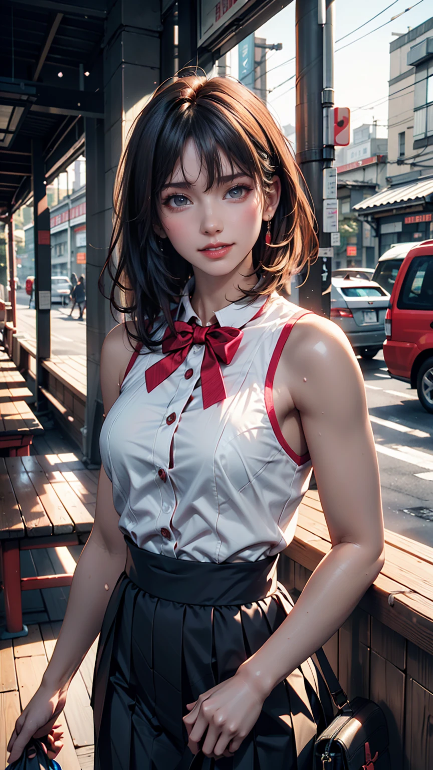 One girl,foot,a girl at building,(((building))), Braided bangs,Braided Ponytail,(alone:1.2),apron,Thick thighs,Side tie panties, Black Hair, 16 years old,View your viewers, sunlight,Hanfu, 、Sexy proportions、erotic、adult、Narrow waist、Narrow waist、smile