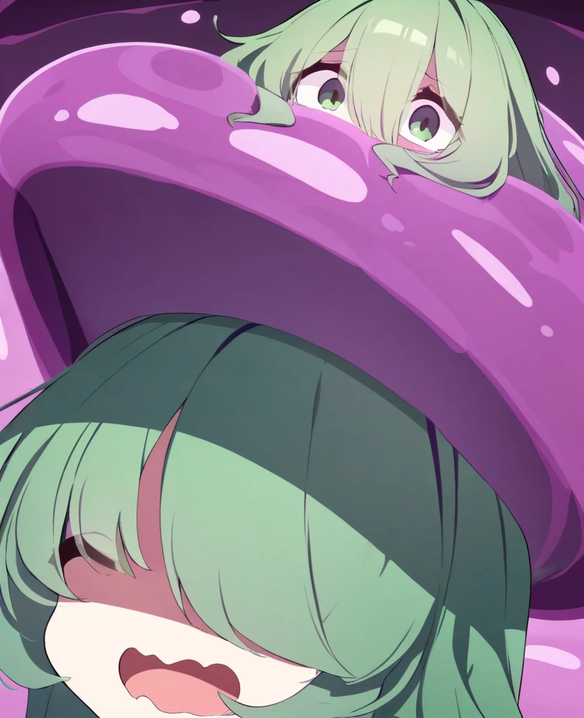 (slime vore) Three gorgeous women (varied height, varied weight, varied race, dressed appropriate to the scene, crazy hairdo, crazy jewelry, tend towards fit and hourglass figure) they are scared and struggling a steamy women's locker room, being caught by tentacles which forcefully restrain their arms and legs while being absorbed by horror monster 'The Blob', damsel in distress, damsel demise. One woman is live streaming about how scared she is while holding her cell phone

