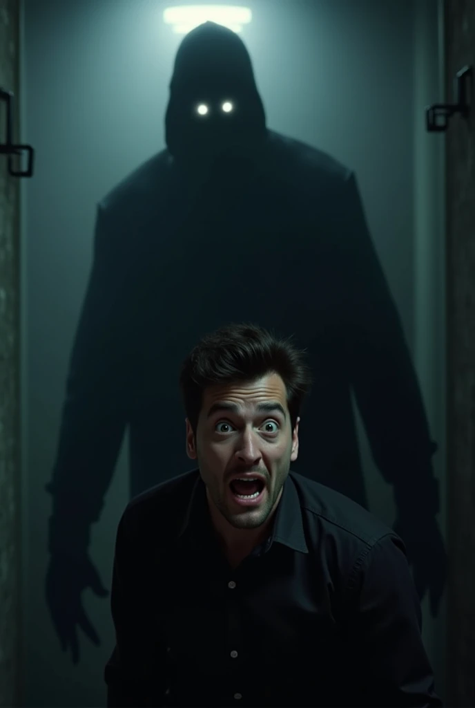 worried man, enviroment,dark ,Com cores fortes