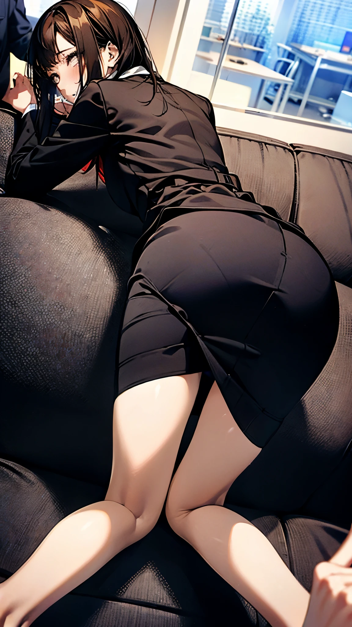 Peeking inside a long skirt from a low angle,meaty paws,big butts,Wearing sexy panties,Open legs