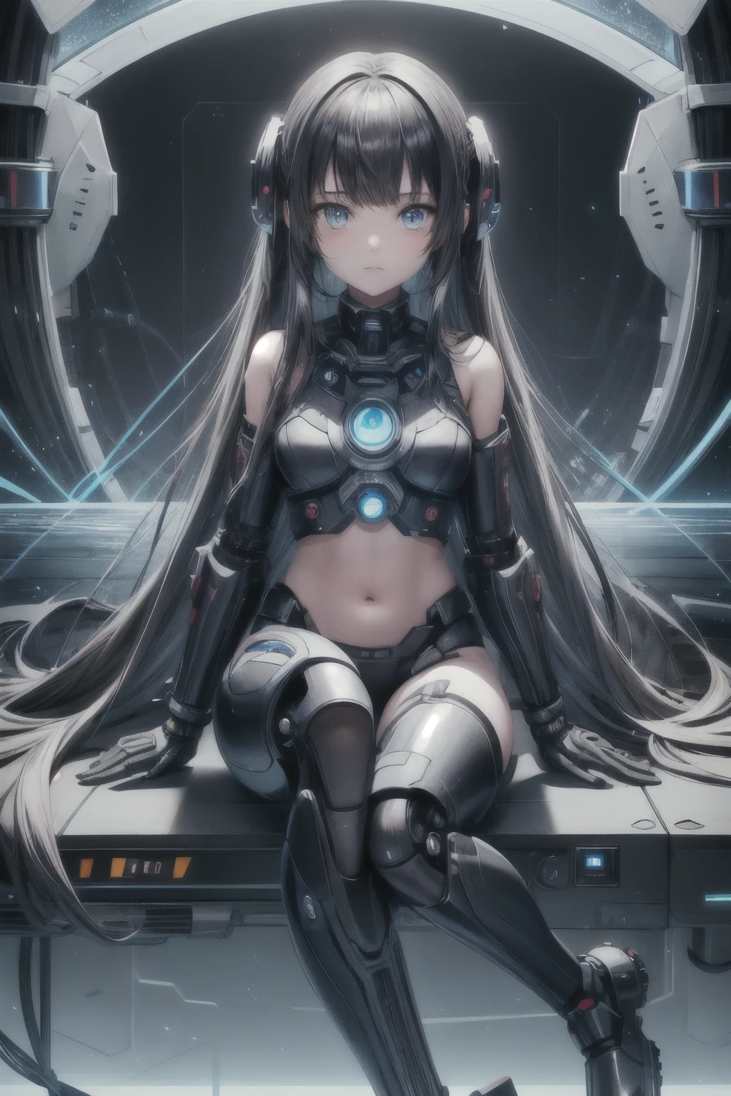 (masterpiece:1.2) (((32k))),(((Highest quality))),(Perfect One Woman) masterpiece, add_detail best quality, 1girl, goddess, sexy, Poster, Futuristic, robotic girl, Khali goddess, 8 arms, praying, half human half robot, cyborg, blue shades