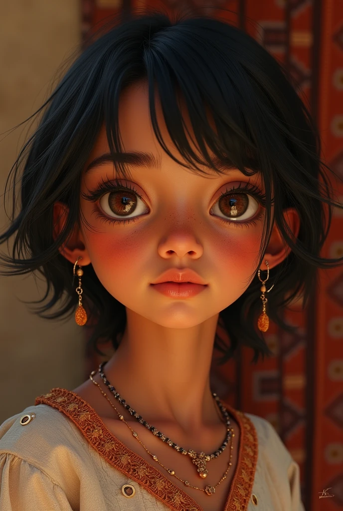 A girl who is brown, wears braids and has the appearance