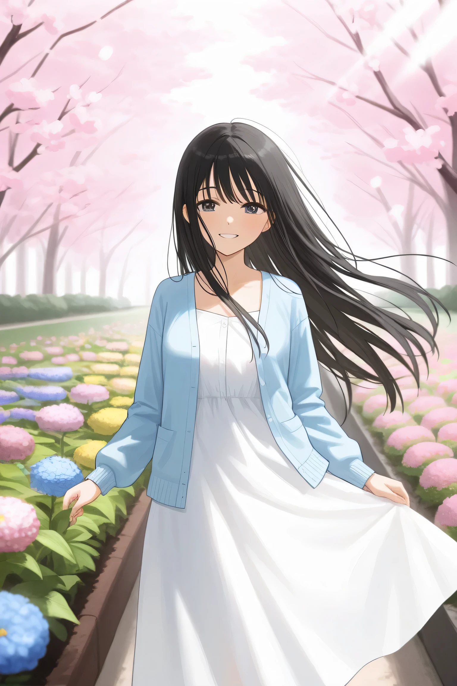 photocopying
Masterpiece , best quality, 1girl , Alone, japanese girl, long black hair, straight hair, flowing hair, gentle smile, standing, white sundress, light blue cardigan, flower garden, spring, cherry blossoms, sunlight, soft lighting, depth of field, Negative prompt: (bad quality, worse quality, low quality, normal quality), Bad anatomy
photocopying
regenerate
