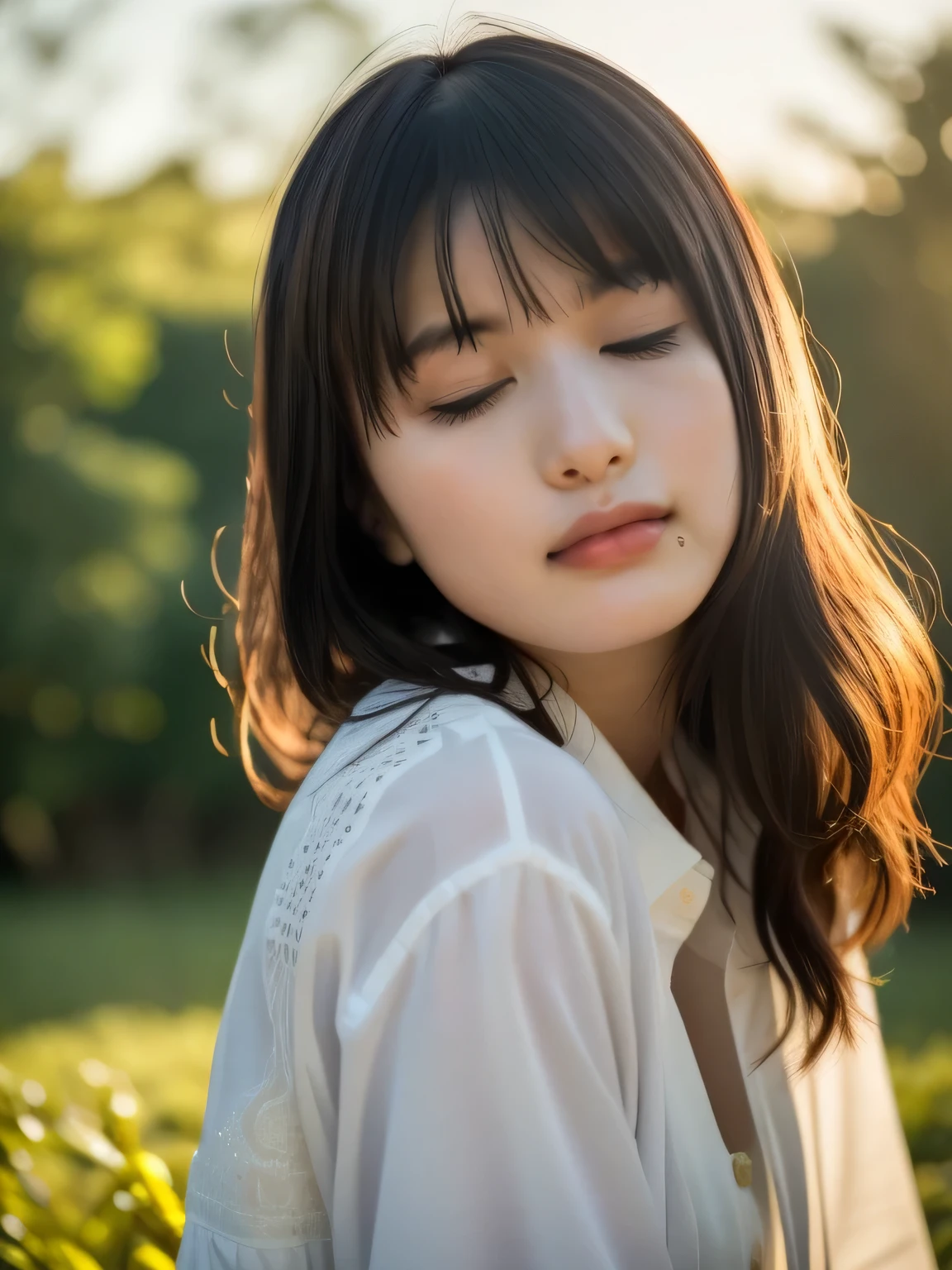 ((Upper body)), masutepiece, of the highest quality, High resolution, Solo,25 years old, Beautiful japanese girl, Small breasts, (I have one small mole under my eye),((Plump lips)),(floral pattern yukata:1.25), ((eyes visible through hair)),(Bring your arms forward), ((Kiss Face)), Close eyes,Scared