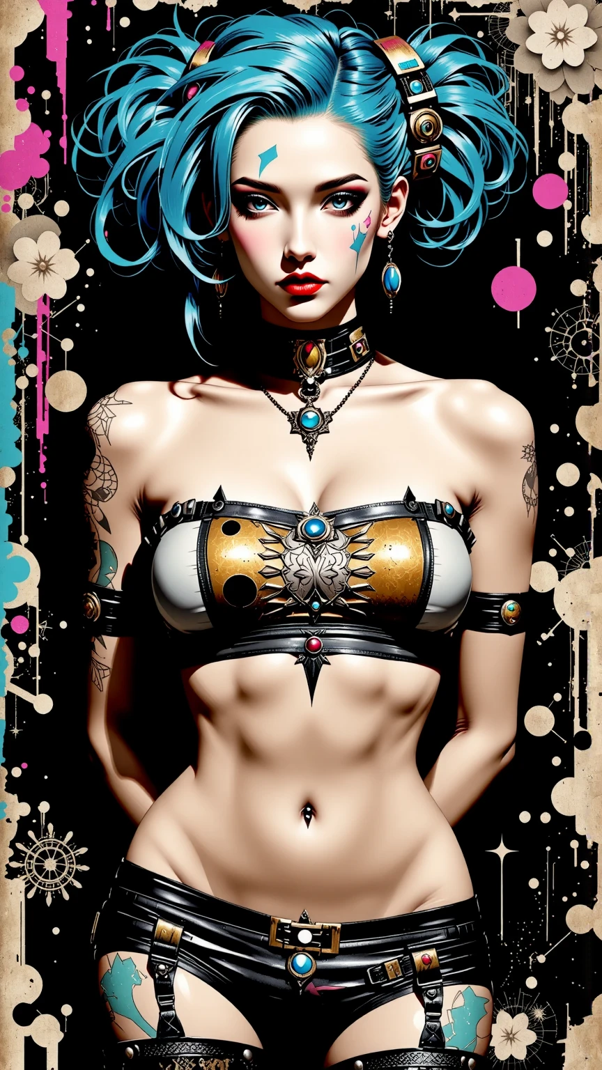 (masterpiece:1.2, best quality), (real picture, intricate details), (1lady, solo, upper body, big) The clothes ar：avant-garde，avant-garde，Experiment with appearance：curlies，Dramatic makeup，Unconventional fashion choice behavior：rebelliousness、non-conformist、Provocation location：urban art district、Underground music venues Hobbies：Participation in punk shows、creating mixed media art、Try different subcultural values：individuality、Realiy、Creative expression of inspiration：Punk rock music、Counterculture icons，Avant-garde art movement character traits：boldness、boldness、act outside the box。
