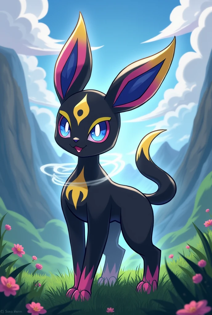 umbreon, Beautiful Art Style, 1girl, glamorous, cosmic, shrugging, enjoyment