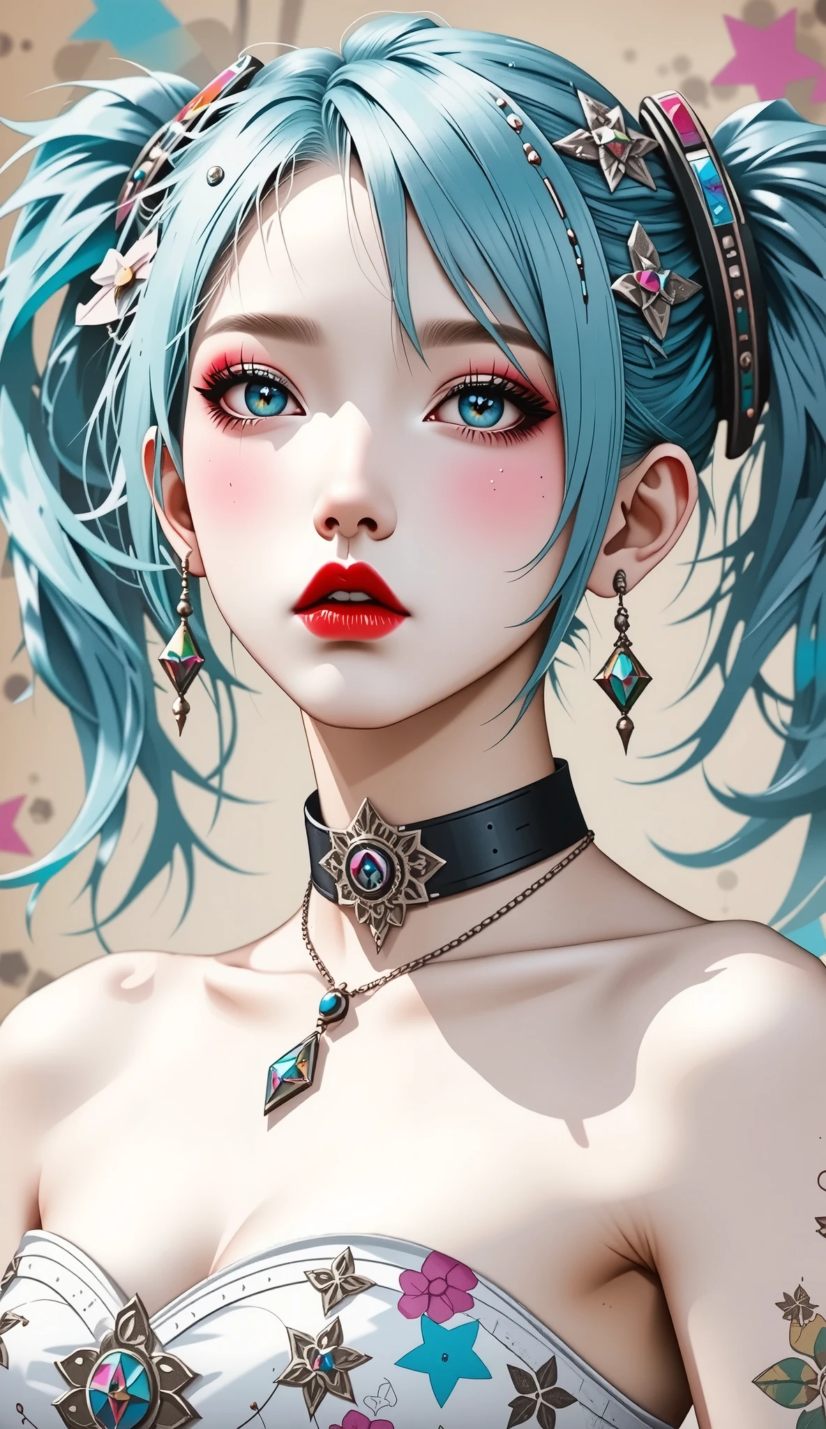 Beautiful woman、flower arrangement、Wabi-sabi art、Very detailed_face_eye、Very detailedface、Black Dress、white、gray、red、parchment、抽象的flower arrangement、Three big flowers、Surreal art、silence、wallpaper、Highest quality、masterpiece、High resolution、８ｋ