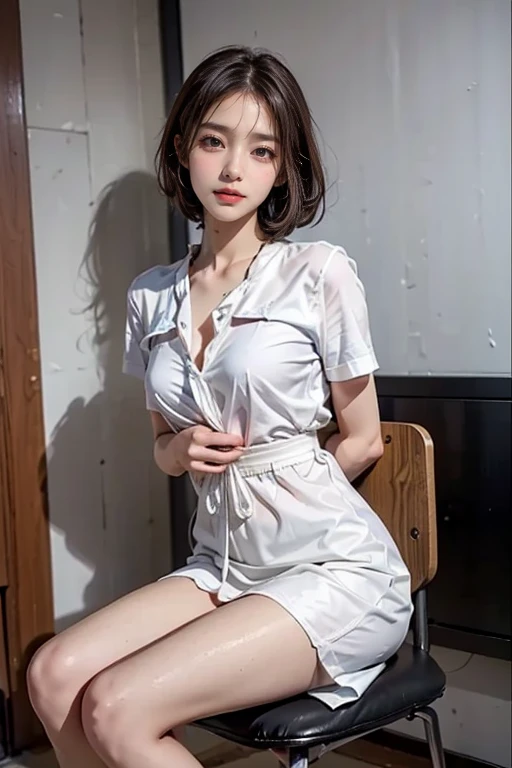 Top quality, best image quality, highest resolution, super detailed, wearing satin pajamas, the material of satin pajamas is shiny, soft and smooth to the touch, no underwear is worn, Chest is C cup, Japan fashion model, full body shooting so that the face can also be entered, the subject is one, the place is the hotel bathtub, two arms, two legs,