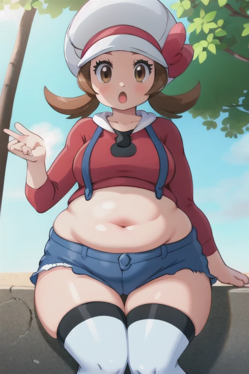 ((best quality)), ((masterpiece)), (detailed), 1girl, pokemon trainer, small breast, fat girl, 