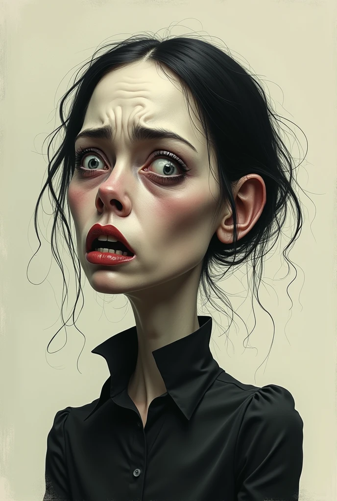 Make a caricature of a woman with rejection wounds 