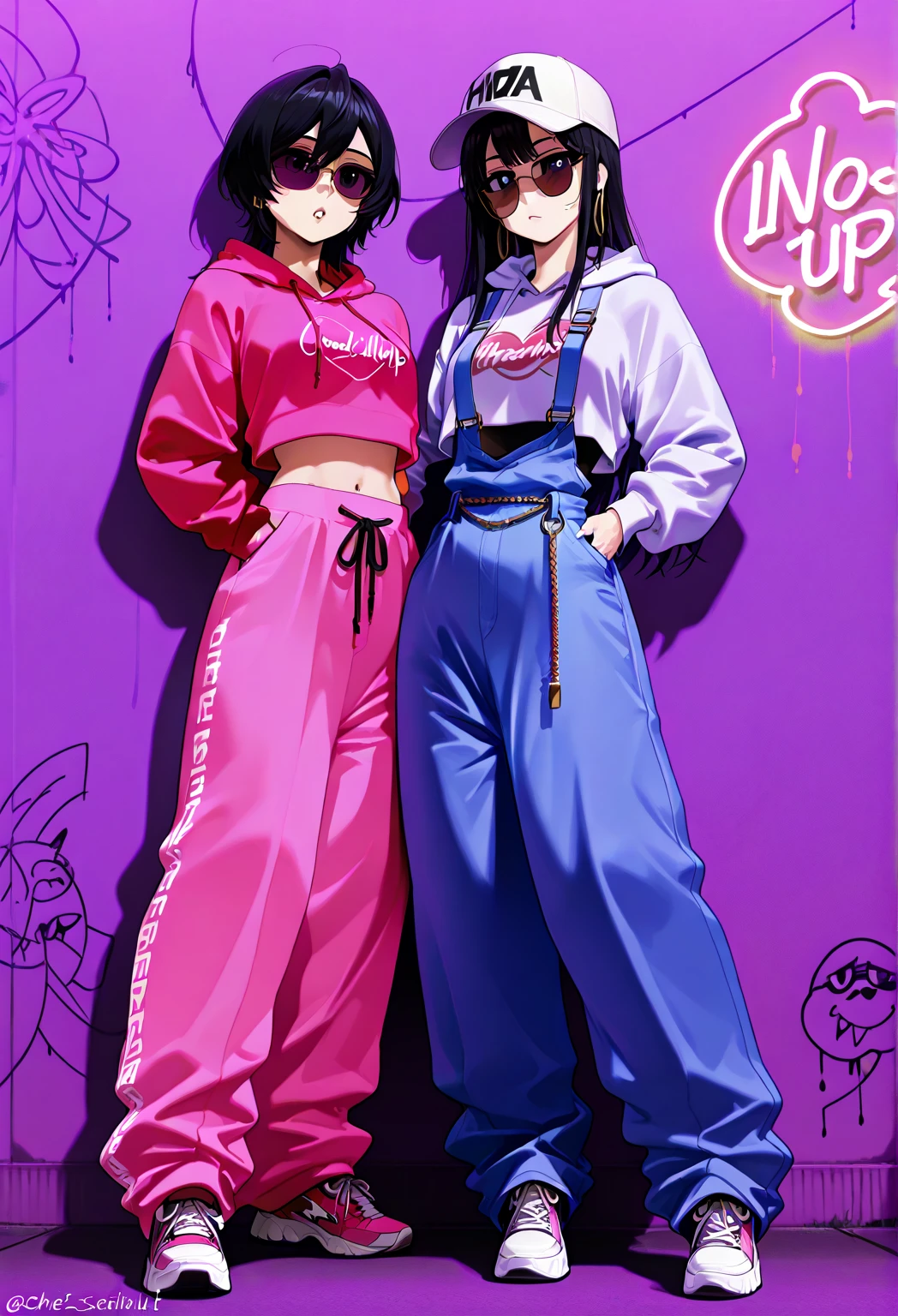 (aesthetic, high quality, ultra detailed CG), a blushing Asian girl, cute, short black hair, big cute eyes, "black and white panda theme hoodie", wearing a diaper, black thigh high socks and mary jane shoes, a full body portrait, standing up pose, casual dynamic pose, high key lighting, pastel colors, anime-style, light green bright background.