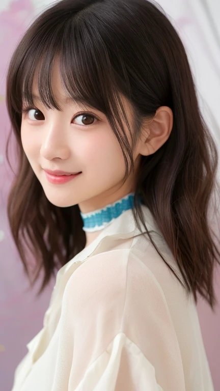 (highest quality、Tabletop、8k、Best image quality、Ultra-high resolution、Award-winning works)、One beautiful woman、alone、Accurate anatomy、(Face close-up:1.2)、(The perfect white turtleneck long knit sweater:1.2)、Smooth long knit sweater、Relaxed oversized knit、(Voluptuous body:1.3)、(Big Breasts:1.3)、(Accentuate your body lines:1.1)、Ultra-high resolutionの艶と潤いのある美肌、Ultra-high resolutionの美しい顔、Ultra-high resolutionの煌めく瞳、Ultra-high resolutionの完璧な歯、Ultra-high resolutionの髪の毛、Look at me and smile、Perfect Makeup、A perfect and precise white knit、(Light pink solid background:1.3)、(Accurate anatomy:1.1)、(Bright and glowing skin:1.1)