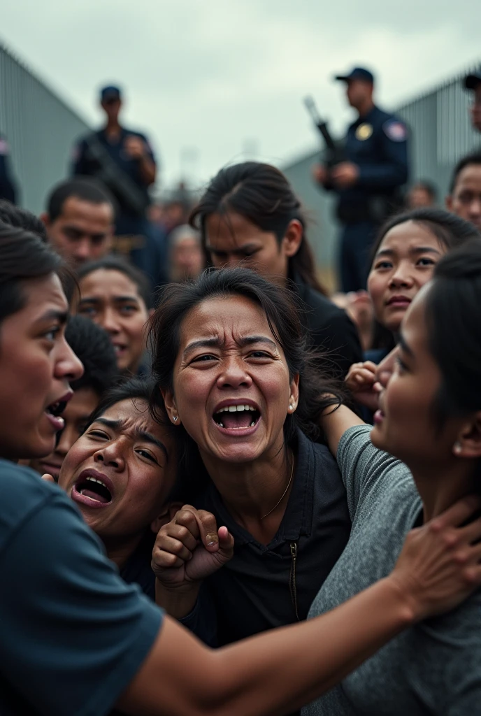 Analyze the emotional response of the people in the images related to the plane crash in Brazil. Consider the expressions on their faces, their body language, and the overall atmosphere of the scene."