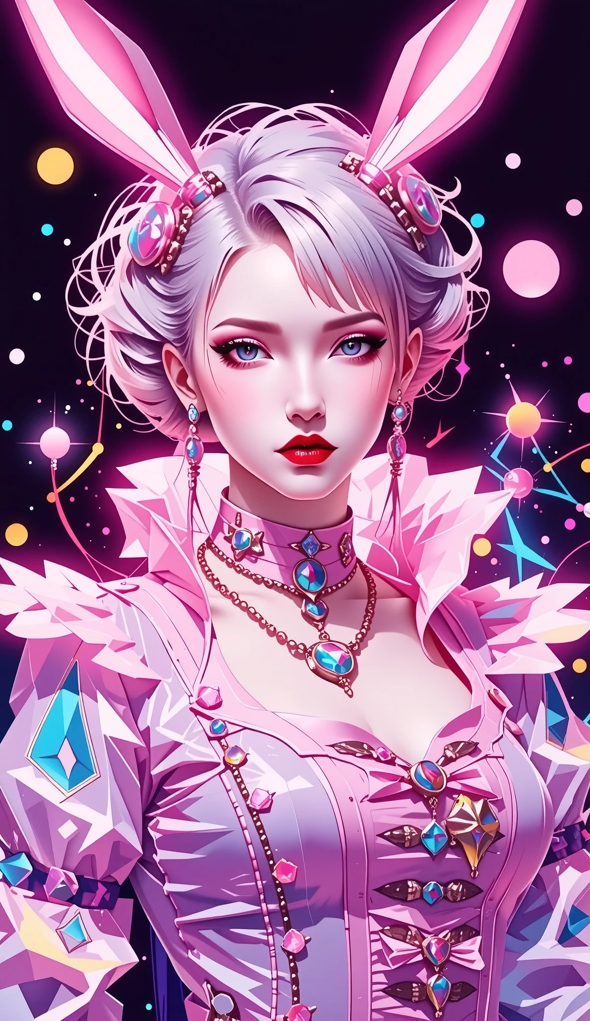 “Character design, luminogram, sharp focus, colorful, clear, detailed, cinematic, detailed, glamourous, vogue, prada, versace, fashion world, editorial, fashion, magazine shoot, fluff, dreamy glow, extraterrestrial, fantastic realism, kitsch outfit.”