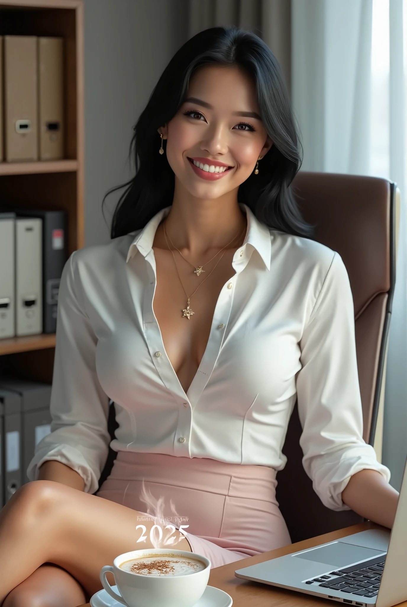 Rebecca Chang, long black hair, mole, jewelry, shirt, cleavage, skirt, looking serious, smiling,
sitting, crossing legs, thighs, interior of a mall, clothing store, night, extreme detail. hdr, beautiful quality, <lora:RebeccaChang:.6>