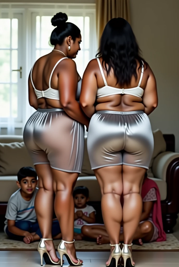 Big ass white bimbo in sexy thong in daycare with black African newborn babies, The babies are very small and Bimbo is huge, African newborn babies very small