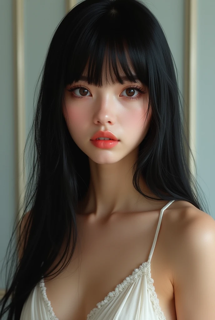 Long Hair beautiful girl Asian Black Hair gloss々