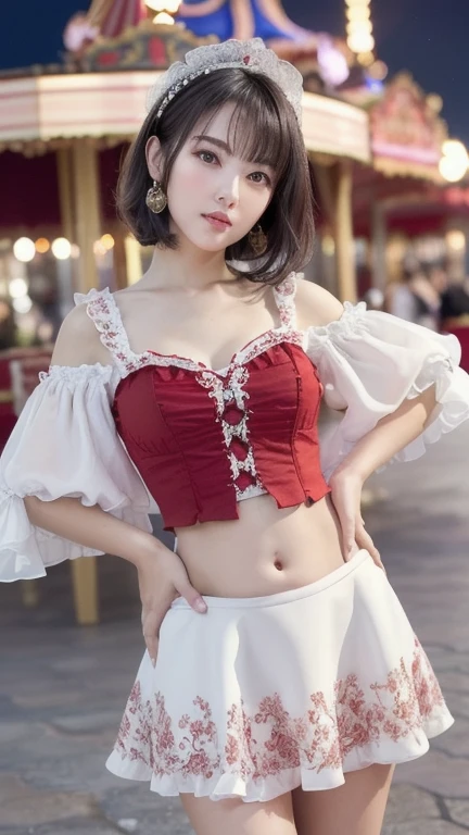 dress,white thighhighs,twin braids, Beauty, beautiful女人,Have a perfect body:1.4,Layered Hairstyle,((Large Breasts)), ((D cup)), Visible cleavage,Bare shoulders, Highly detailed face and skin texture,Double eyelids,Skin Whitening,Long hair,Whitening long legs,Standing by the sea, Fashion Girl, Red lips, Sweet Girl, beautiful妆容, detail, lifelike, Very detailed, Astonishing, beautiful, Young and energetic, high quality,HD, Colorful,Beautifully, Smooth skin, The skirt is very short, Lifting the skirt with hands, Elegant and charming gesture, Official Art, Extremely detailed, Movie atmosphere, Soft colors, Natural skin texture,