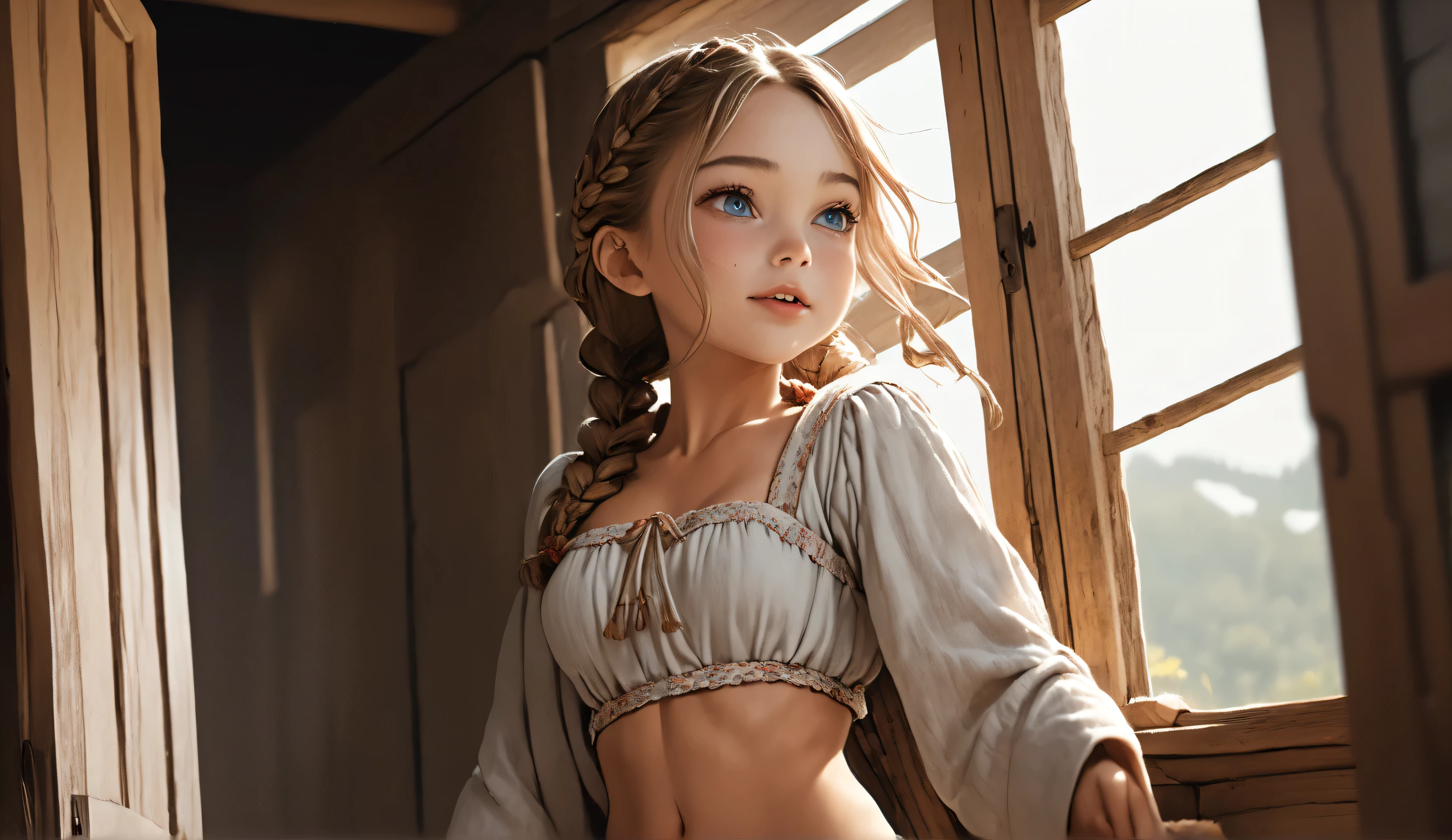 ((best quality)), ((masterpiece)), (detailed), 1girl, off-shoulder baggy sweater,clothes too big, revealing body,(little chest),(big forhead:1.2),(beautiful big eyes:1.3),extremely detailed cute anime face, (((flat chest))),((((long twin braids,tight braids,long braid,braided hair,long hime cut,colored inner hair)))),intricate eyes,beautiful detailed eyes,symmetrical eyes,(((detailed face))),beautiful detailed lips,(nsfw)), ((downblouse, upskirt)),(baggy, sagging clothes, upskirt, downblouse), dynamic pose,looking at viewer, (((embarrassed))),(horrified expression),(crying),highres,(best quality),(ultra detailed,extremely detailed),perfect face details, ((masterpiece:1.4, best quality))+, (ultra detailed)+, long twintails, (white thighhighs), cute girl,blue clothes, (flat chest:1.3), NSFW, small breasts, prominent collarbones, skinny arms, flat stomach, visible hip bones, long hair, red hair, white hair, blonde hair, dark hair, ponytail, thick ponytail, heavy ponytail, small breasts, NSFW